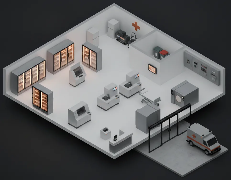 mapa isométrico de un hospital
