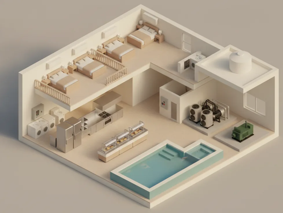 isometric map of a hotel / resort